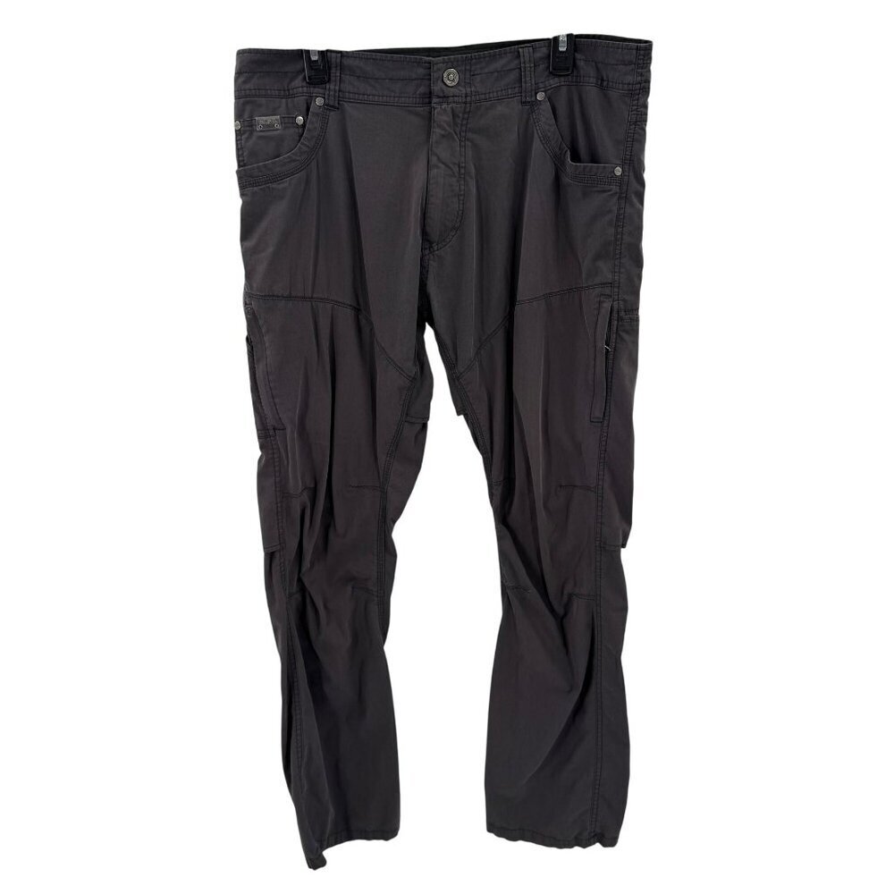 Kühl Mens Lightweight Grey Pants 36x32 With Multiple Pockets & Button Closure